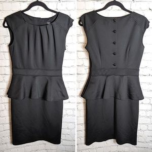 Spense Black Career Midi Dress Buttoned Back